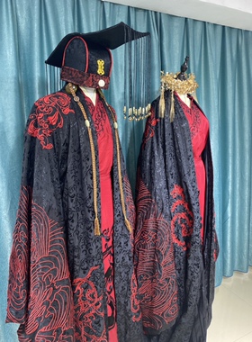 出租汉服婚服长乐未央周制汉红黑色大气拖尾结婚嫁衣婚嫁均码租赁