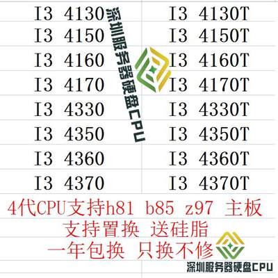 i3 4130 4150 4160 4170 4330 4350 4360 4370T 1150针集显CPU