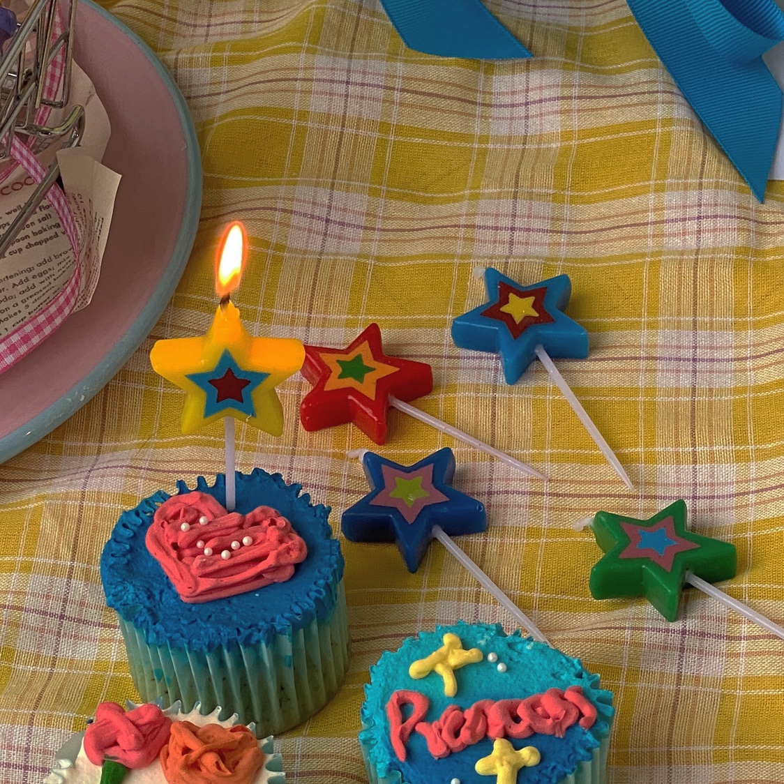 韩国ins风无烟彩色复古蛋糕蜡烛