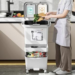 厨房垃圾桶家用2023新款 厨余专用 带盖大号大容量双层干湿分类高款