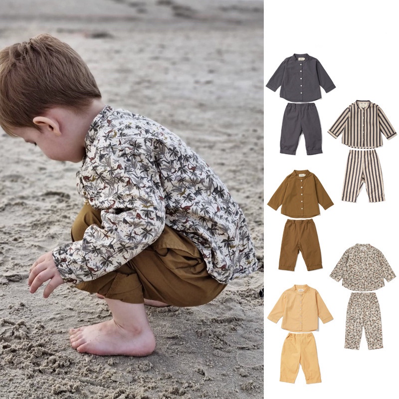 Ins hot style 2022 autumn and winter new children's clothing Ks series European and American style boys and girls baby children's cotton shirt suit