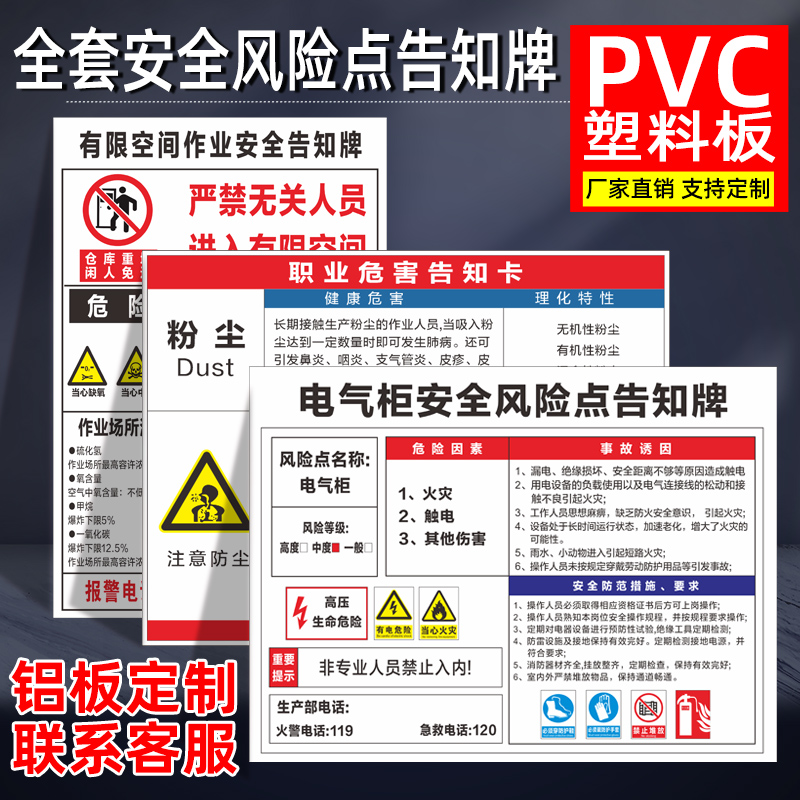 安全风险点告知牌卡车间岗位锅炉房配电室标示有限受限空间标识工