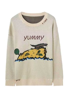 【清仓狂欢】艺术画作提花套头毛衣女9963#