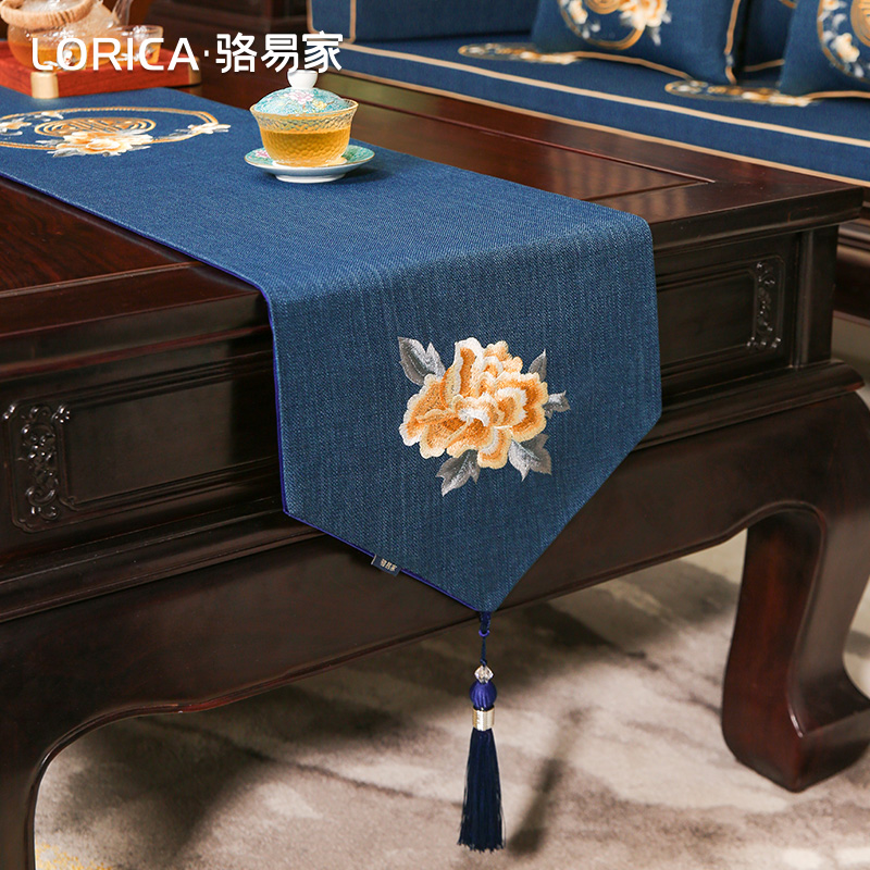 骆易家桌旗茶席新中式禅意茶桌垫布茶台布艺长条茶几桌布斗柜盖布