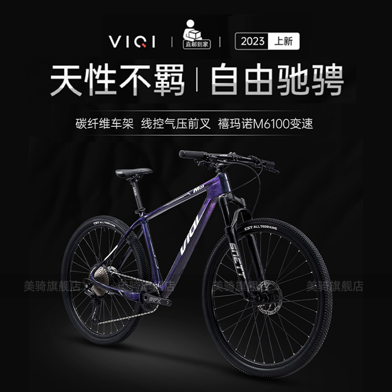 VIQI微骑 碳纤维山地车12速M6100线控气叉油压碟刹超轻越野自行车
