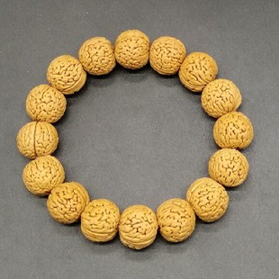 精品山桃核手串野生苹果园磨盘柳叶宽脐边肚脑蚂蚁纹正圆矮桩规整