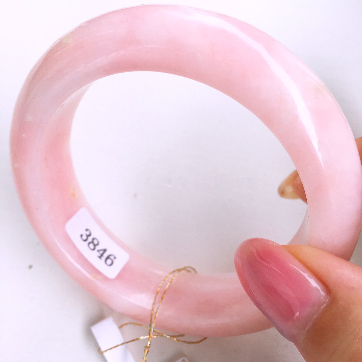 米妮846号50圈口 天然原矿粉欧泊粉澳宝手镯 粉红蛋白石圆镯女款