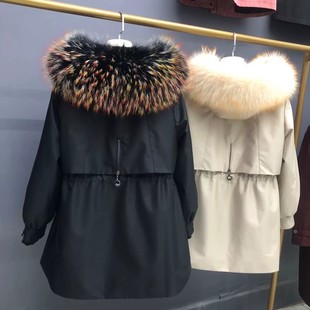 反季特卖短款女士派克服皮草外套可拆卸獭兔内胆皮毛一体尼克服冬