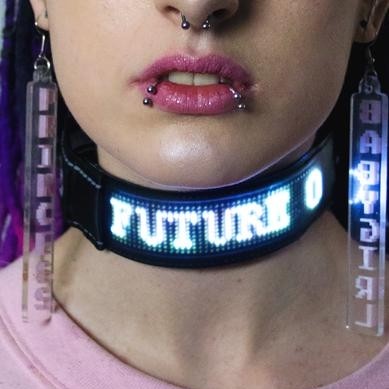 LED走字屏项圈 夜店酒吧派对 蹦迪 DJ GOGO音乐节 发光显示屏rave