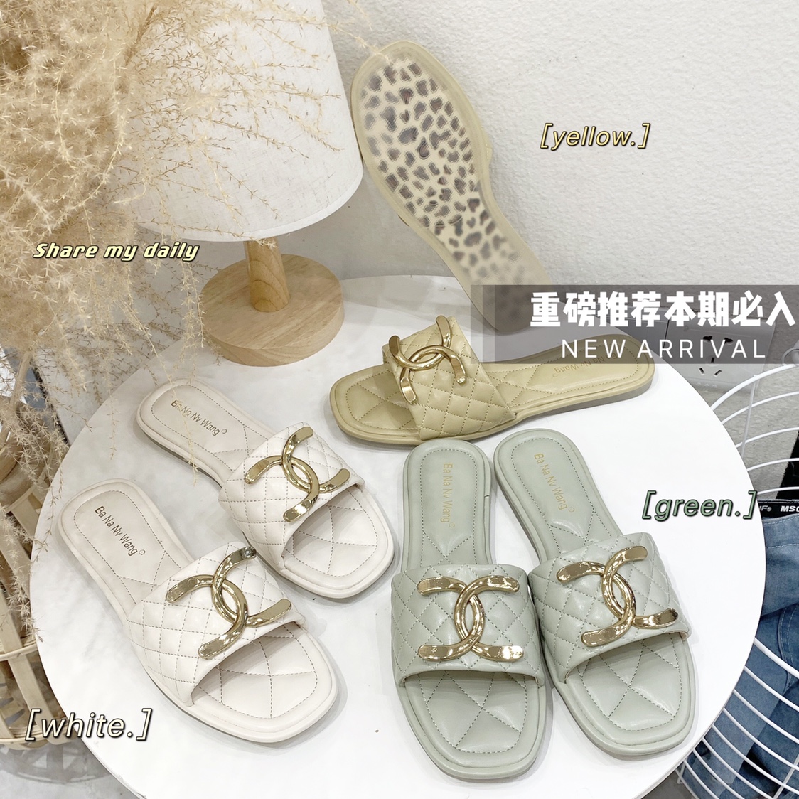 Women's new summer wear metal flat sandals