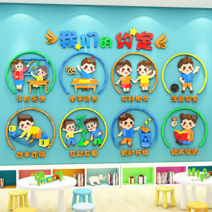 幼儿园教室墙面装饰我们的约定环创主题墙布置培养好习惯立体墙贴