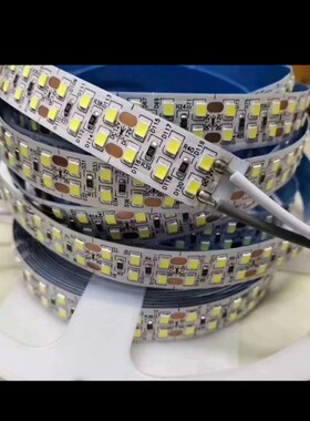 超高亮2835灯珠LED双排灯灯带24V低压灯条白色暖色5米包邮