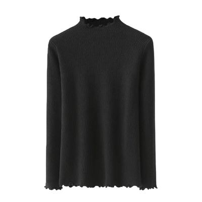 【清仓狂欢】木耳边半高领一体绒毛衣女秋季新款内搭打底衫8523