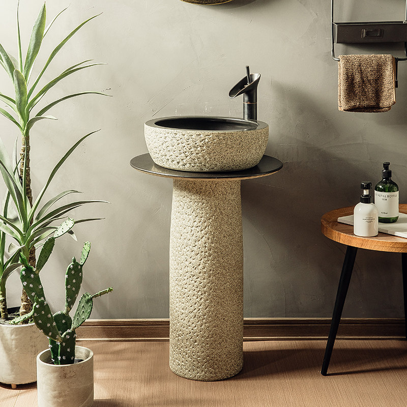 室外洗手盆庭院立柱式洗面盆阳台花园洗手池陶瓷小院w洗手台盆一