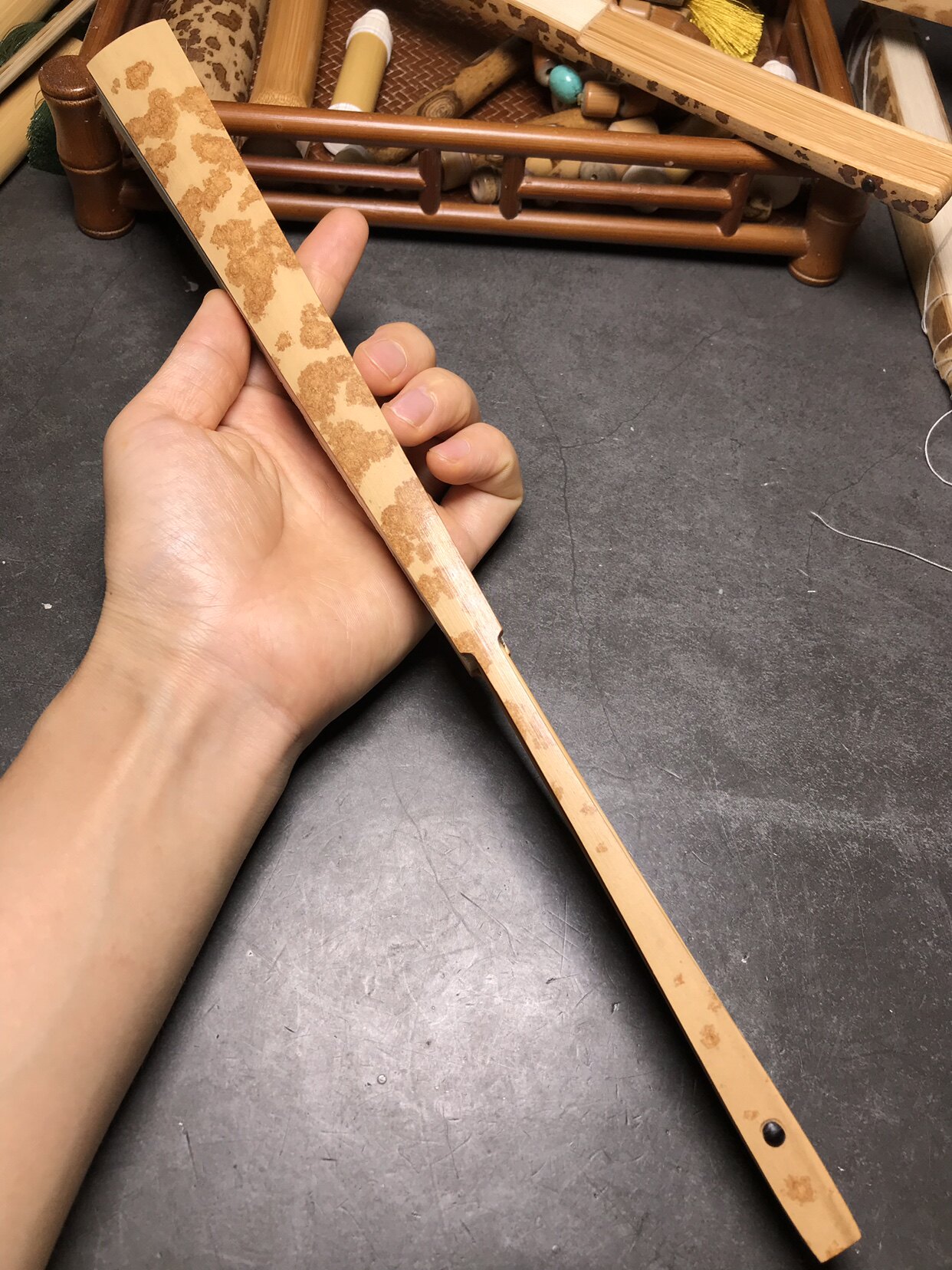 10寸16方云妃折扇文玩红湘妃竹扇子斑竹秋扇宣纸扇子 排口2.