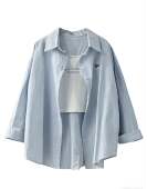 女字母内搭背心春季 衬衫 两件套刺绣长袖 86021 玉米专享