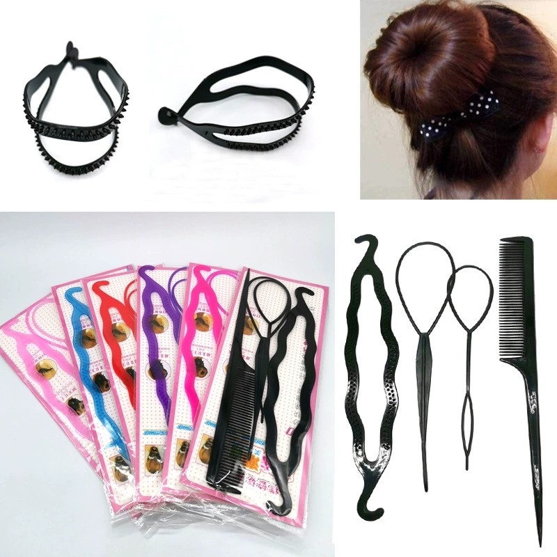 儿童发饰拉发器盘发器女式盘发工具梳子套装女童扎发饰发卡
