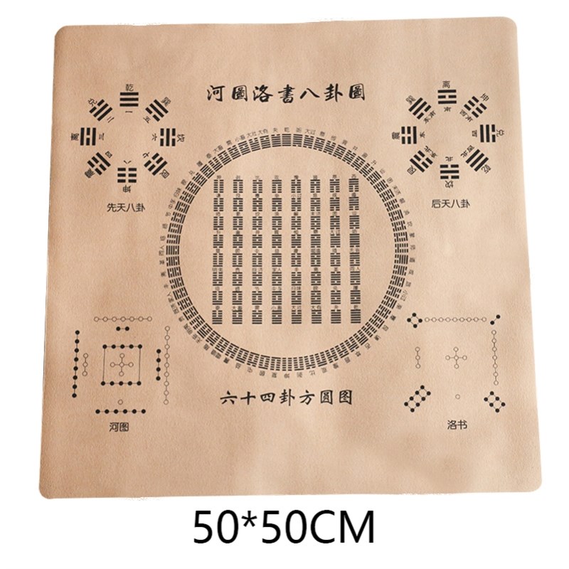 64卦速查工具布六十四卦方圆图河图洛书先后天八卦图易经桌布皮革