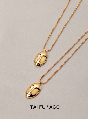 《面具》欧美风时尚个性立体双面人吊坠气质简约百搭设计感项链