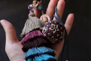 末班车 手鞠球车挂包挂材料包 含素球周长13cm含流苏配件有教程