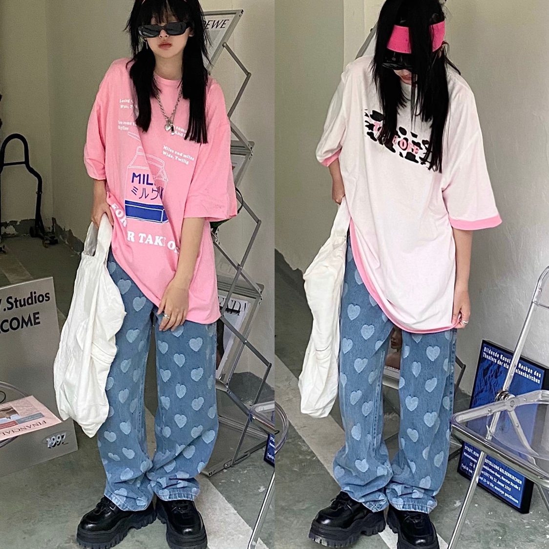 咖喱人双面穿短袖宽松日韩ins