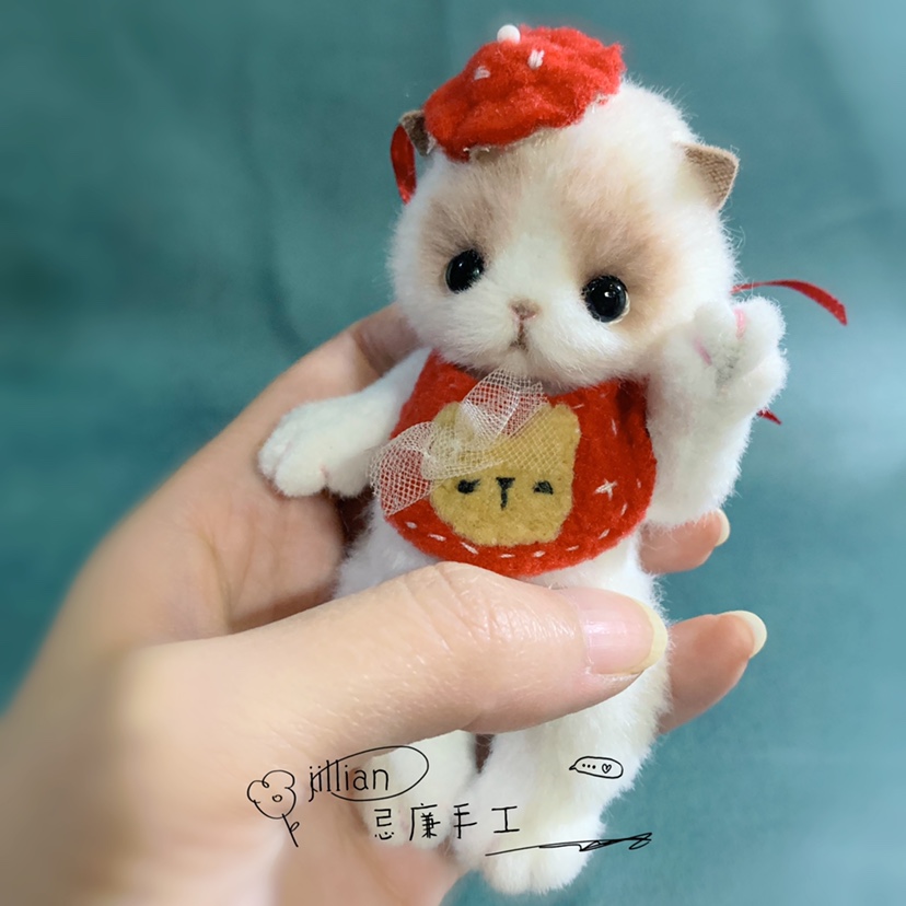 忌廉手工 掌心猫咪五关节泰迪熊材料包裁缝布艺diy娃娃布偶猫抱偶