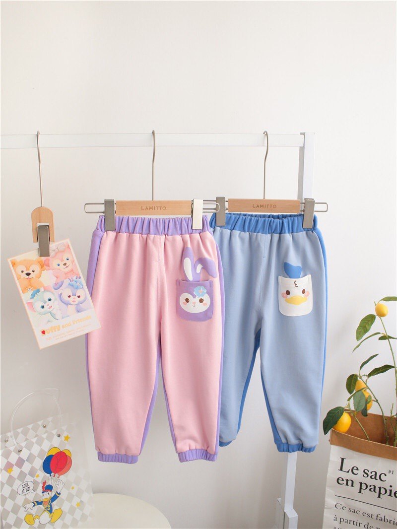 宝宝纯棉针织卫裤2025春秋新款女童萌趣薄款卡通休闲裤儿童长裤潮