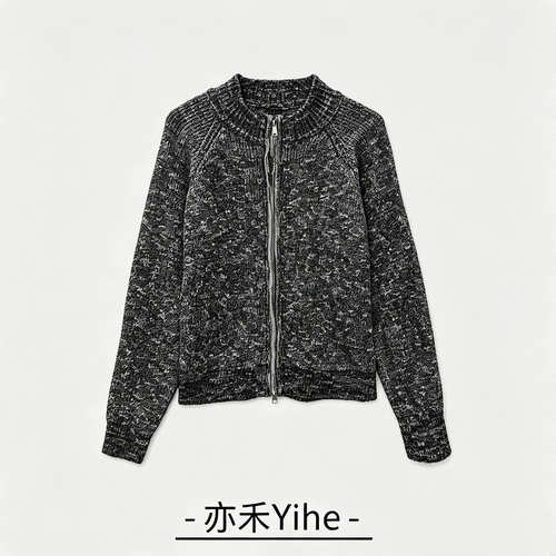 【玉米专享】【亦禾YIhe】欧货高奢复古拉链高领针织毛衣外套827
