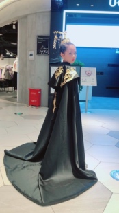 女童走秀旗袍裙儿童中国风唐装连衣裙高端国潮走秀礼服演出服拖尾
