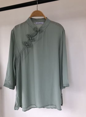 欧洲站2021秋季新款9分袖复古风衬衫女