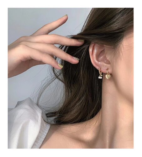 夏日入场券 爱心樱桃耳钉各一对 925银针