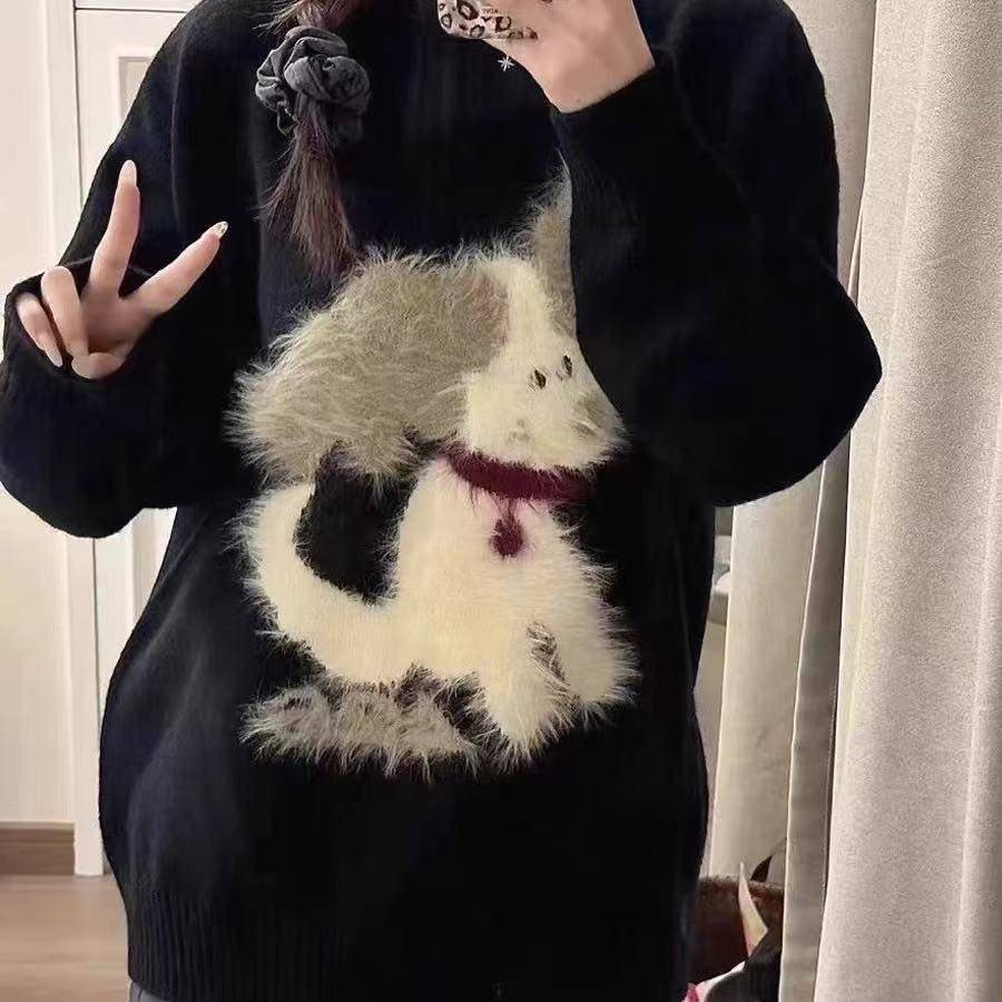 【鱼姐天花板女装节】卡通圆领宽松甜美小狗毛衣25121802,女装/女士精品,汉服连衣裙,淘宝优惠券,粉丝福利购,淘宝优惠卷