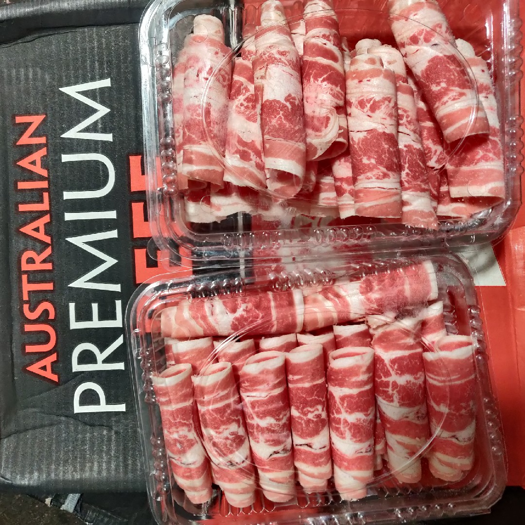 ibp美肥245L单层肥牛五花肉片整条原切雪花牛肉卷牛腹肉称重销售