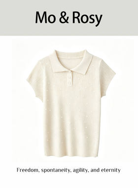 MO&ROSY【氧气因子】个性气质翻领钉珠针织上衣MR512W074