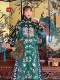 中国风故宫清代宫廷墨绿色真丝纯手工苏绣京绣刺绣旗袍氅衣外套女