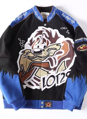 杜戴克DUDACK新款男女潮牌嘻哈棒球服秋冬加厚刺绣夹克宽松外套