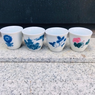 醴陵老瓷器群力酒杯90年代群力白酒杯高度约3cm口径约3.8cm20ml