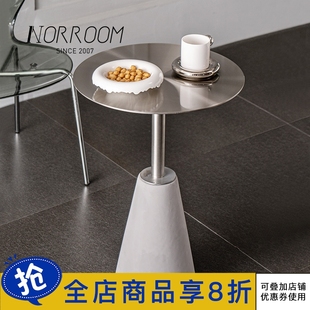 NORROOM北欧轻奢不锈钢餐桌简约家用轻奢圆桌网红餐厅水磨石桌子