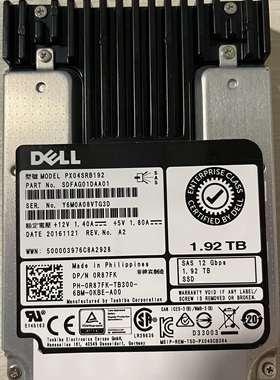DELL 1.92T SSD SAS 2.5寸 固态服务器硬盘 PX05SRB192 PN 0FYFW
