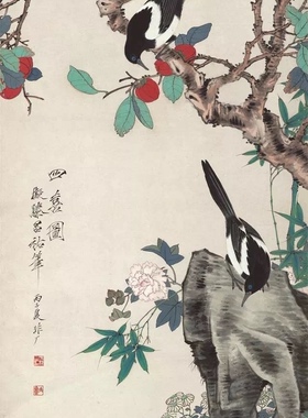 宣纸艺术风寓意好工笔花鸟画