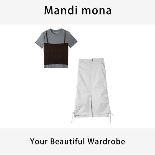 Mandi mona /【静夜浪漫】气质假两件时尚套装MM513S063