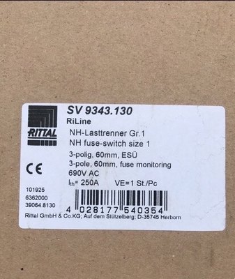 rittal威图开关SV9343.130隔离开关NH1 250A熔断器座690Vac断路器