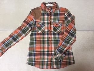 外贸外单海鸥衬衫hollister鹿皮绒布丁全棉格子衬衫衬衣春秋