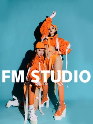 FMSTUDIO夜店gogo橘色飞行夹克套装酒吧领舞ds派对演出服新款2021