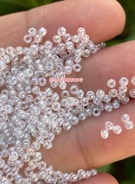 串珠材料高质量2mm均匀透明油光白色玻璃米珠DIY手工珠子散珠饰品