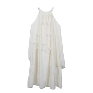 海边度假风休闲气质长裙女夏季 别致立体花朵挂脖连衣裙632 新款