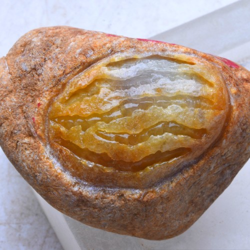 缅甸翡翠原石 达摩坎  种老 肉细 俏黄 起胶 挂件吊坠料F312