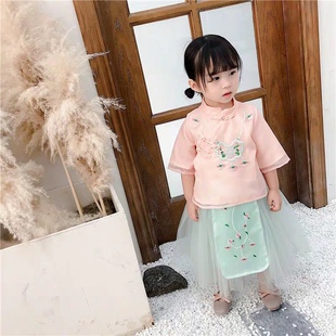 女童超仙欧根纱两件套汉服裙子套装