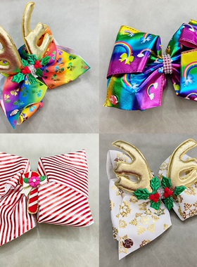 Joj发夹圣诞头饰发饰发卡头夹发饰鹿角超大蝴蝶结饰品可爱