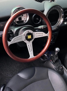 意大利正品MOMO 实木方向盘 搭配MINI经典复古